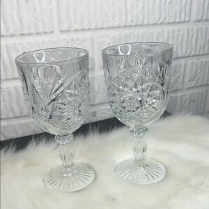 Vintage Cut Glass Wine Glass Set